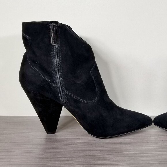 Vince Camuto Side Zip Bootie, Black Suede, Womens Size 7.5 M / 38 - Picture 6 of 12